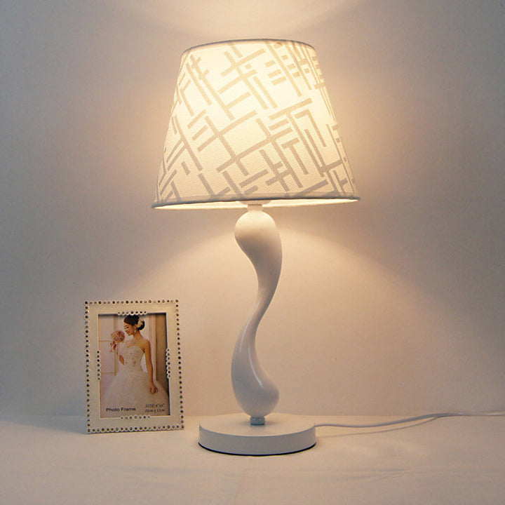 Contemporary Creative Frustum Cone Iron Fabric 1-Light Table Lamp For Bedroom