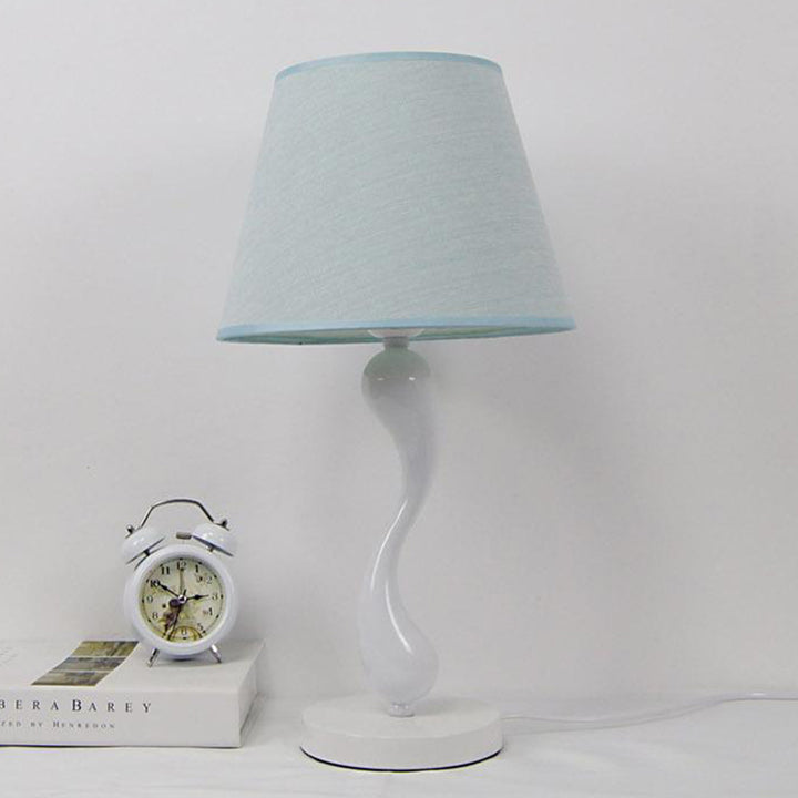 Contemporary Creative Frustum Cone Iron Fabric 1-Light Table Lamp For Bedroom