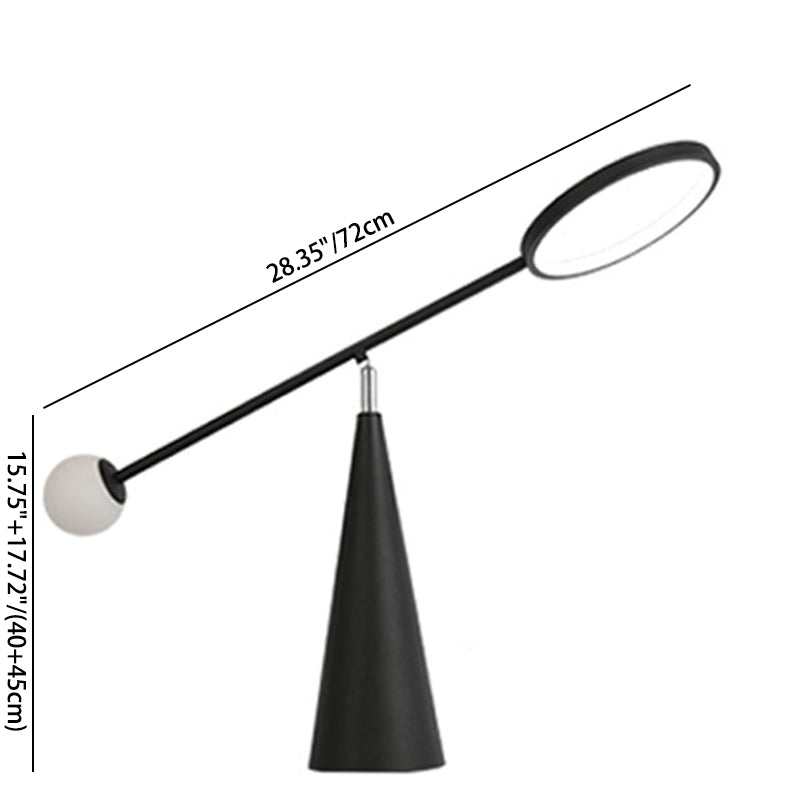 Lampe de table contemporaine scandinave en cône de métal et verre avec LED en silicone pour chambre 