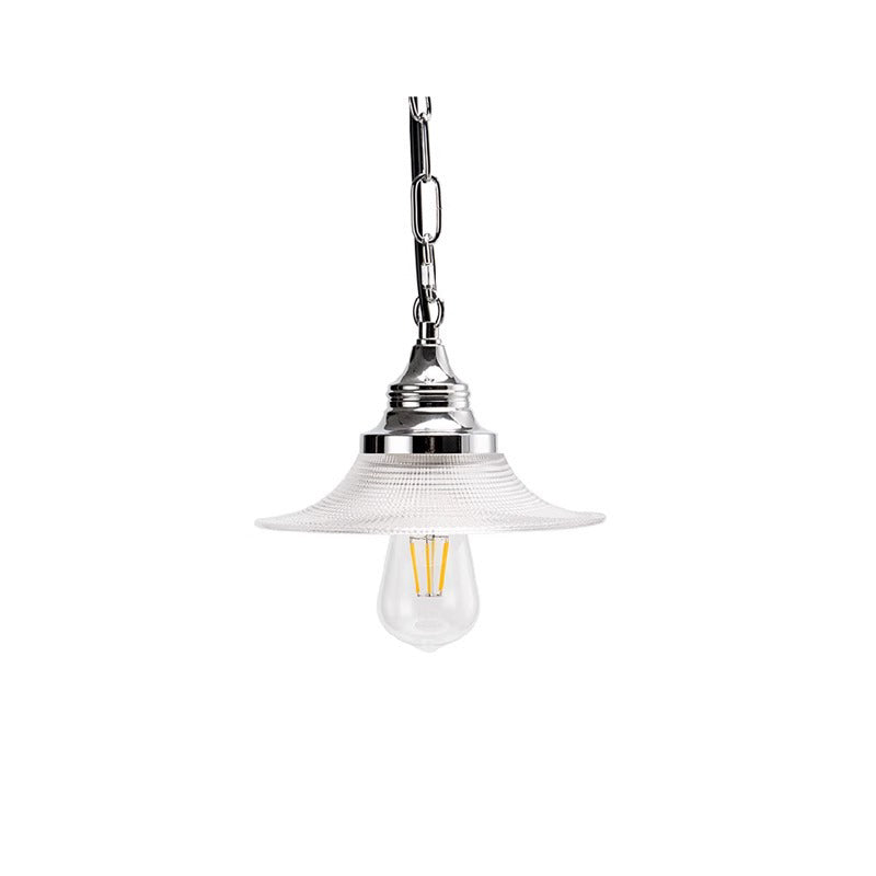 Traditional Vintage Cone Metal Glass 1-Light Pendant Light For Bedroom