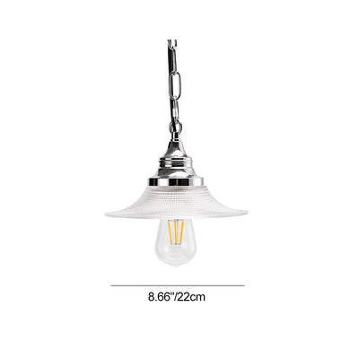 Traditional Vintage Cone Metal Glass 1-Light Pendant Light For Bedroom