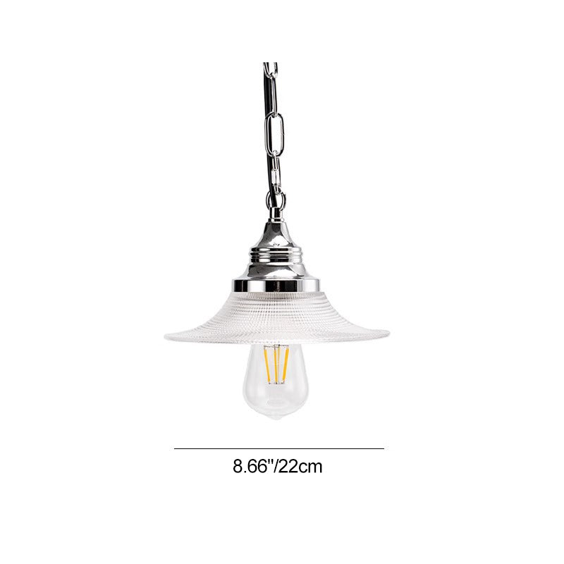 Traditional Vintage Cone Metal Glass 1-Light Pendant Light For Bedroom
