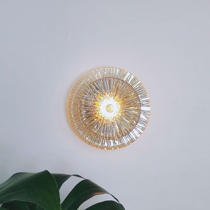 Applique murale LED en métal et verre rond moderne de luxe pour salon 