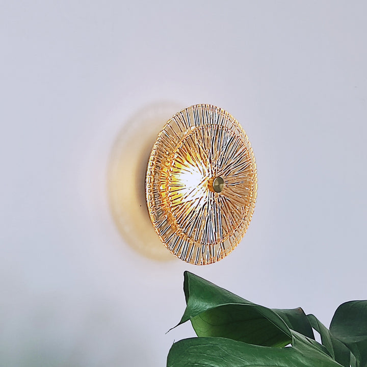 Applique murale LED en métal et verre rond moderne de luxe pour salon 