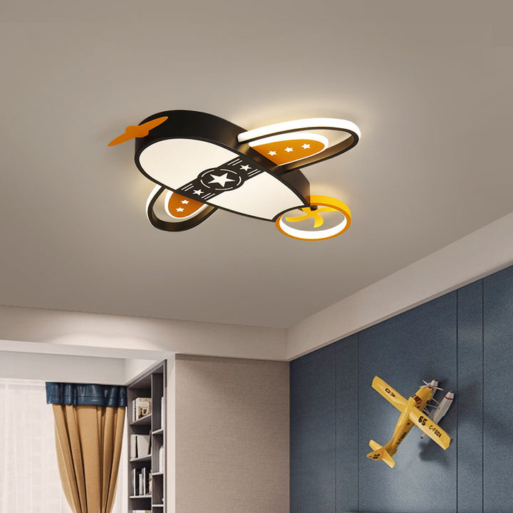 Luz de techo LED acrílica moderna y ecléctica para niños con avión para dormitorio 
