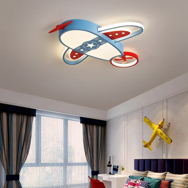 Luz de techo LED acrílica moderna y ecléctica para niños con avión para dormitorio 