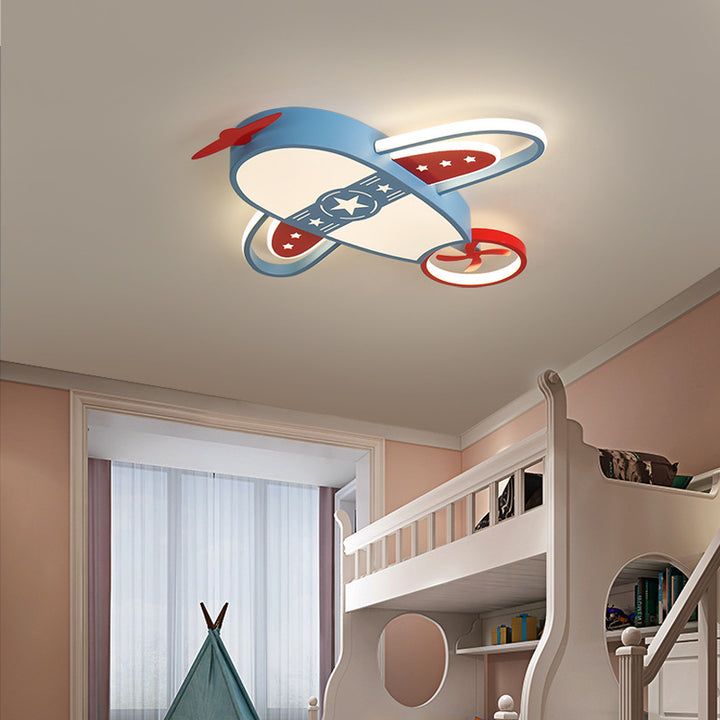 Luz de techo LED acrílica moderna y ecléctica para niños con avión para dormitorio 