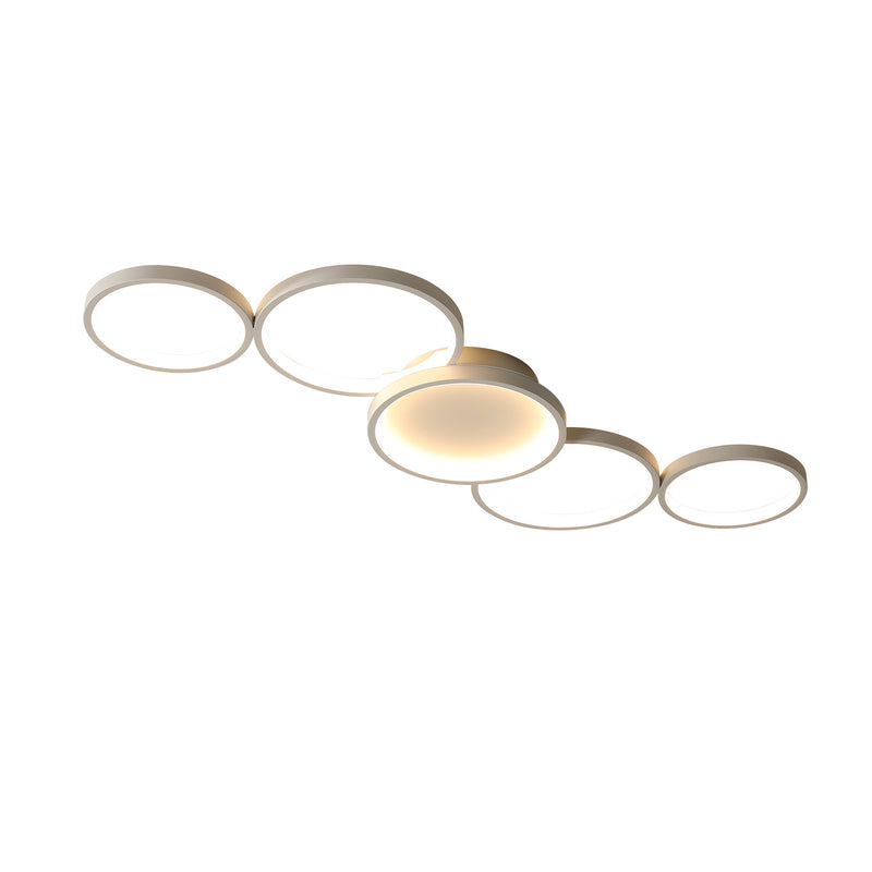 Modern Minimalist Multiple Circle Iron Aluminum Acrylic LED Semi-Flush Mount Ceiling Light For Living Room