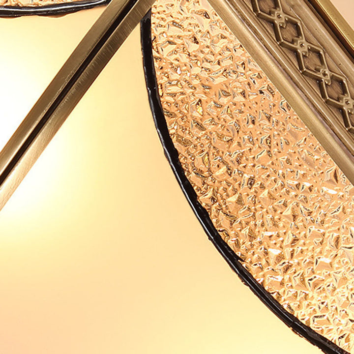 Luz de Techo Empotrada de Lujo Tradicional Octagonal de Cobre con Vidrio de 3/4/6 Luces para Sala de Estar 