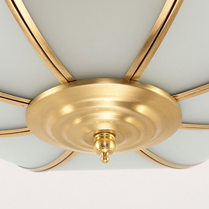 Luz de Techo Empotrada de Lujo Tradicional Octagonal de Cobre con Vidrio de 3/4/6 Luces para Sala de Estar 