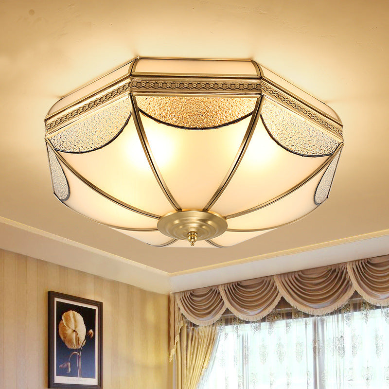 Luz de Techo Empotrada de Lujo Tradicional Octagonal de Cobre con Vidrio de 3/4/6 Luces para Sala de Estar 
