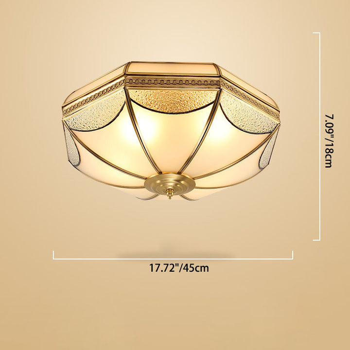 Luz de Techo Empotrada de Lujo Tradicional Octagonal de Cobre con Vidrio de 3/4/6 Luces para Sala de Estar 