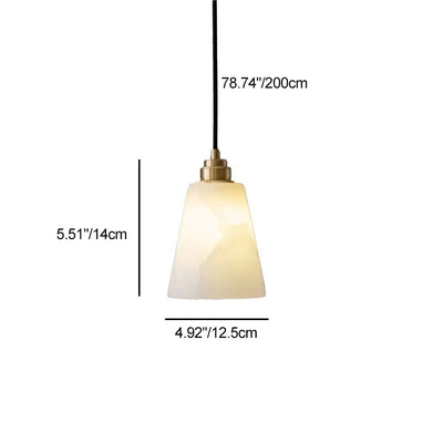 Modern Luxury Cone Copper Marble 1-Light Pendant Light For Bedroom