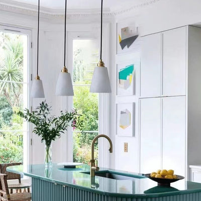 Modern Luxury Cone Copper Marble 1-Light Pendant Light For Bedroom