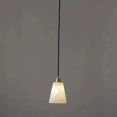 Modern Luxury Cone Copper Marble 1-Light Pendant Light For Bedroom