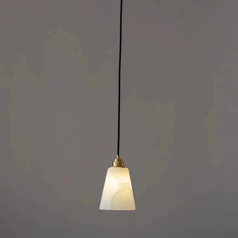 Modern Luxury Cone Copper Marble 1-Light Pendant Light For Bedroom