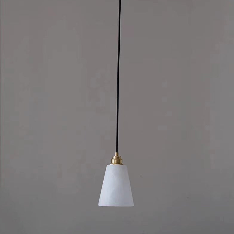 Modern Luxury Cone Copper Marble 1-Light Pendant Light For Bedroom