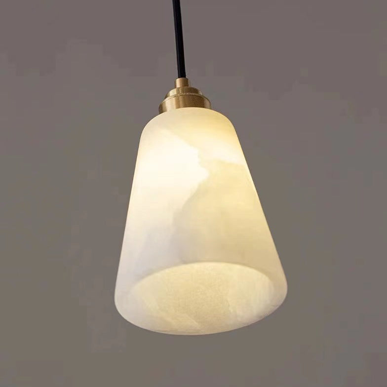Modern Luxury Cone Copper Marble 1-Light Pendant Light For Bedroom