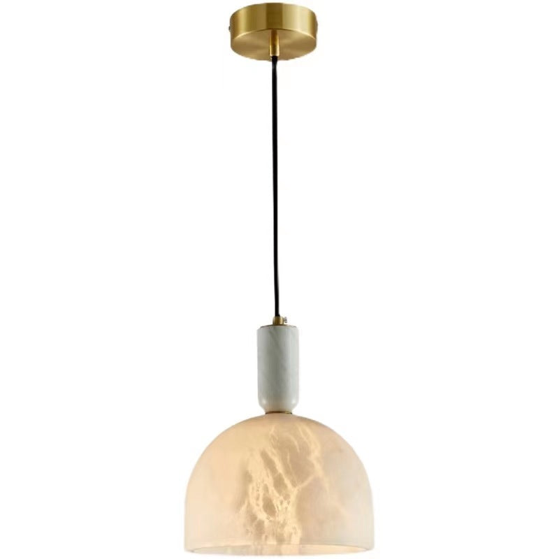 Contemporary Scandinavian Dome Copper Marble 1-Light Pendant Light For Bedroom