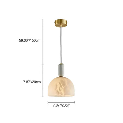 Contemporary Scandinavian Dome Copper Marble 1-Light Pendant Light For Bedroom