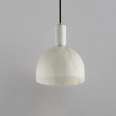 Contemporary Scandinavian Dome Copper Marble 1-Light Pendant Light For Bedroom