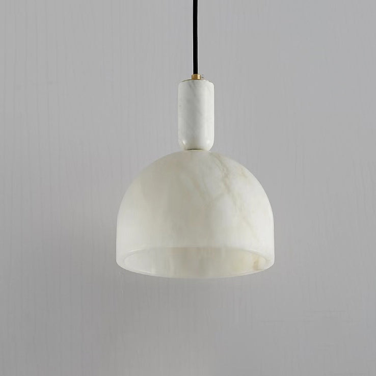 Contemporary Scandinavian Dome Copper Marble 1-Light Pendant Light For Bedroom