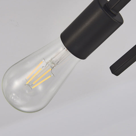 Luz de techo semi empotrada contemporánea industrial de tubo largo de hierro con 4 luces para dormitorio 