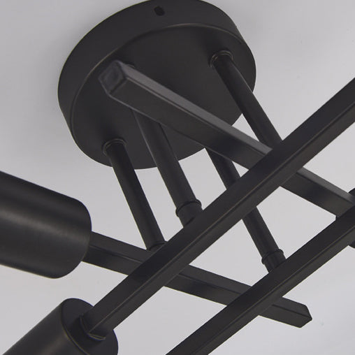 Luz de techo semi empotrada contemporánea industrial de tubo largo de hierro con 4 luces para dormitorio 