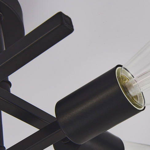 Luz de techo semi empotrada contemporánea industrial de tubo largo de hierro con 4 luces para dormitorio 