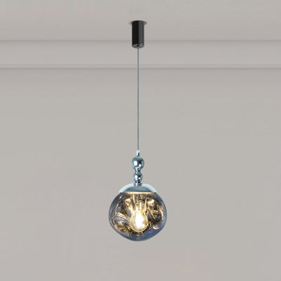 Modern Eclectic Lava Spherical Iron Acrylic 1-Light Pendant Light For Bedroom