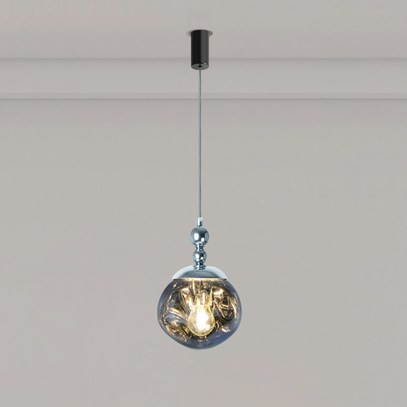 Modern Eclectic Lava Spherical Iron Acrylic 1-Light Pendant Light For Bedroom