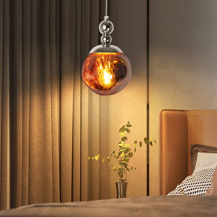 Modern Eclectic Lava Spherical Iron Acrylic 1-Light Pendant Light For Bedroom