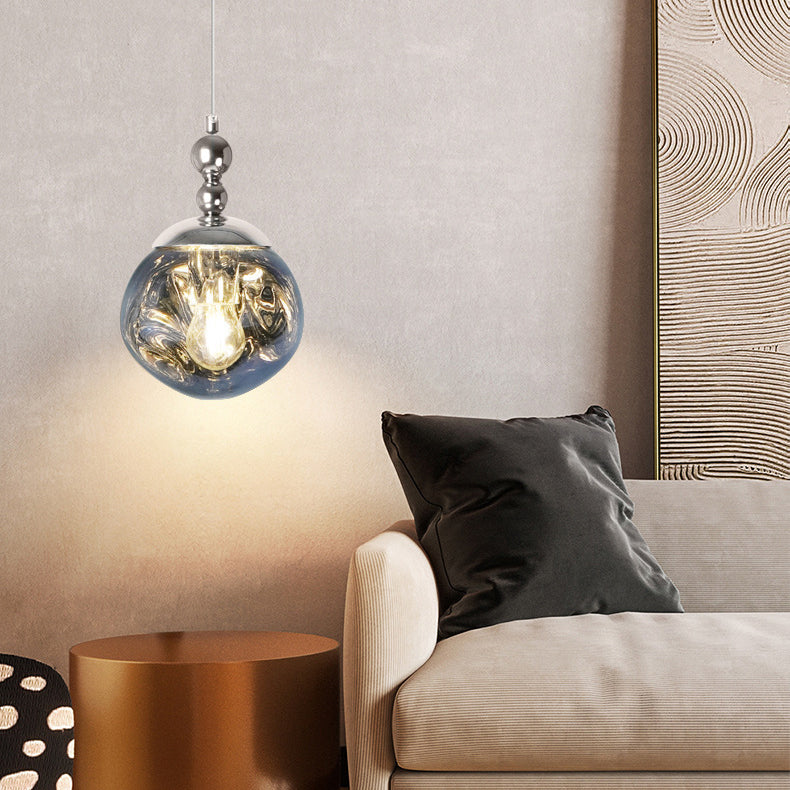 Modern Eclectic Lava Spherical Iron Acrylic 1-Light Pendant Light For Bedroom