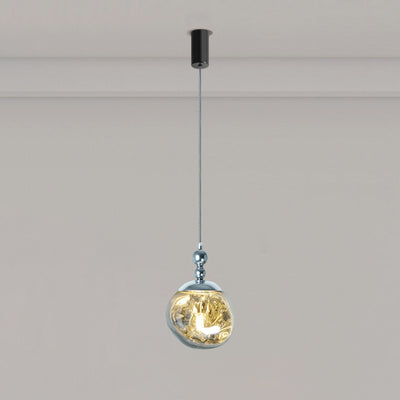 Modern Eclectic Lava Spherical Iron Acrylic 1-Light Pendant Light For Bedroom
