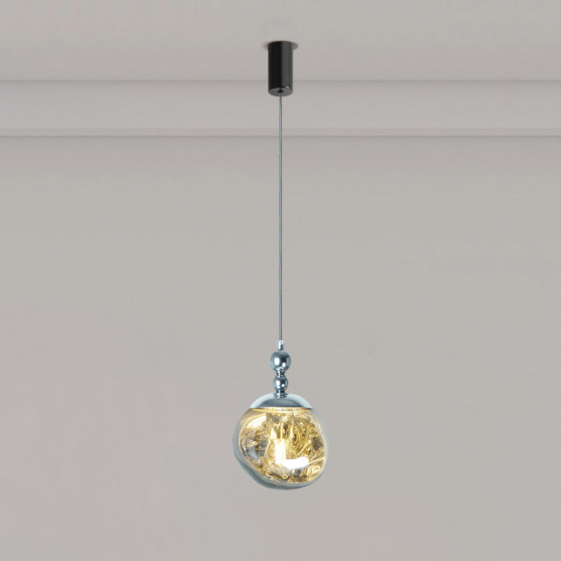 Modern Eclectic Lava Spherical Iron Acrylic 1-Light Pendant Light For Bedroom