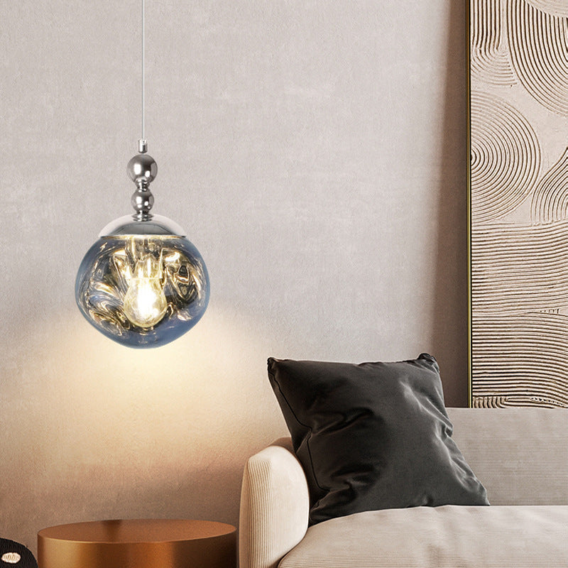 Moderne eklektische Lava-sphärische Eisen-Acryl 1-Licht Pendelleuchte für das Schlafzimmer 