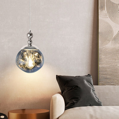 Modern Eclectic Lava Spherical Iron Acrylic 1-Light Pendant Light For Bedroom