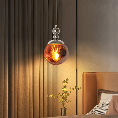 Modern Eclectic Lava Spherical Iron Acrylic 1-Light Pendant Light For Bedroom