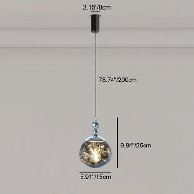 Modern Eclectic Lava Spherical Iron Acrylic 1-Light Pendant Light For Bedroom