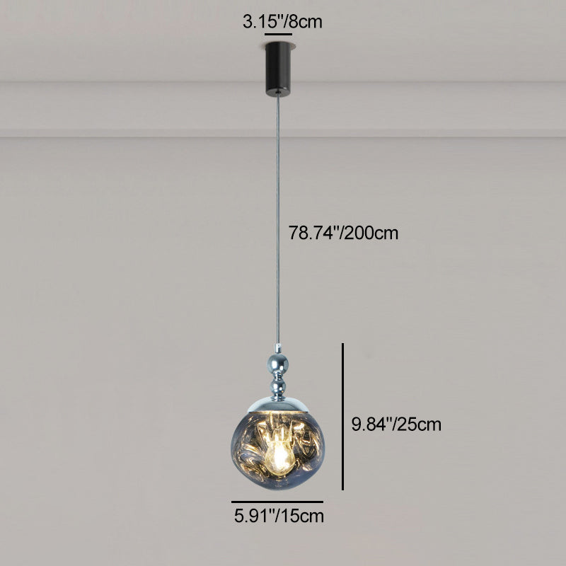 Modern Eclectic Lava Spherical Iron Acrylic 1-Light Pendant Light For Bedroom