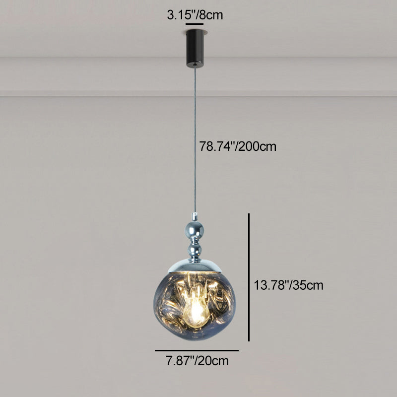 Modern Eclectic Lava Spherical Iron Acrylic 1-Light Pendant Light For Bedroom
