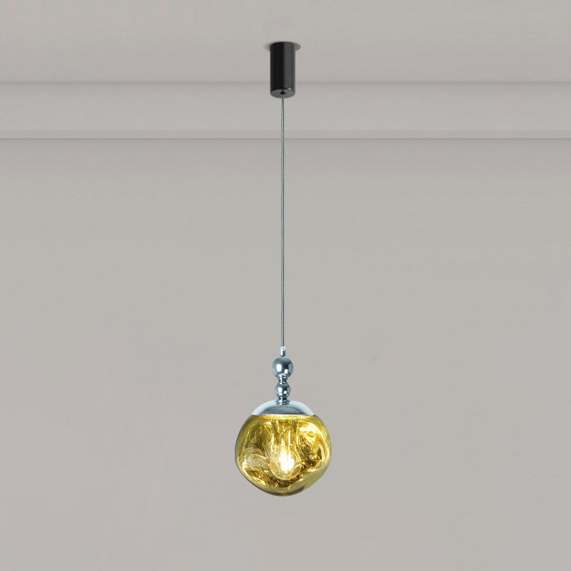 Modern Eclectic Lava Spherical Iron Acrylic 1-Light Pendant Light For Bedroom
