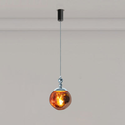 Modern Eclectic Lava Spherical Iron Acrylic 1-Light Pendant Light For Bedroom