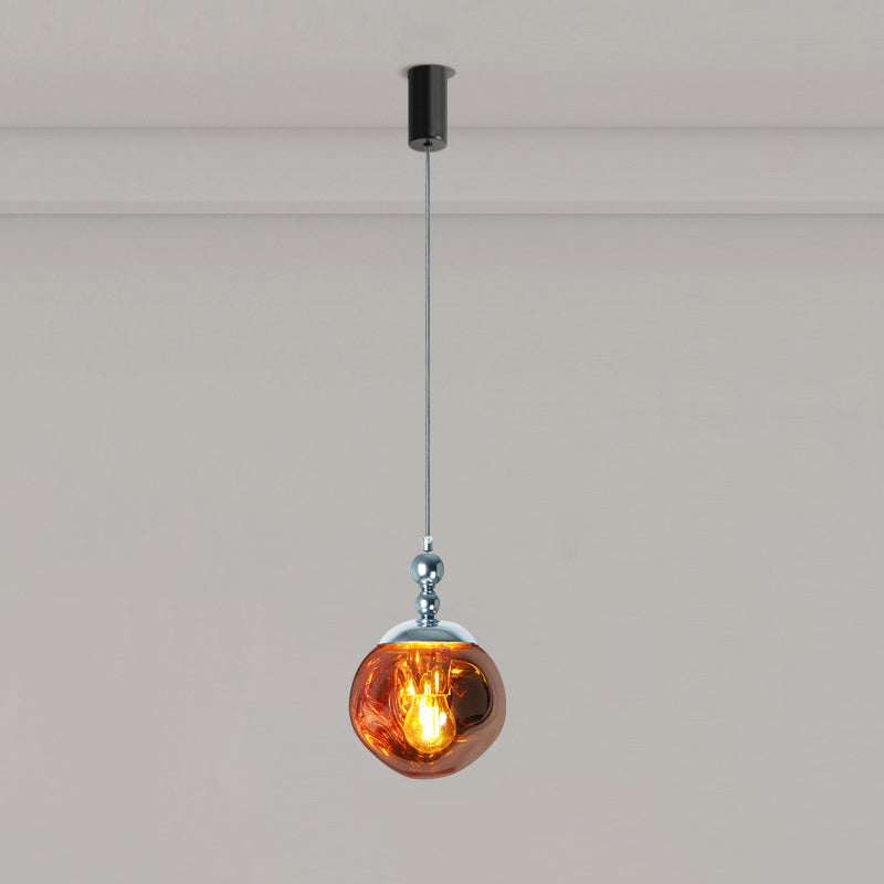Modern Eclectic Lava Spherical Iron Acrylic 1-Light Pendant Light For Bedroom