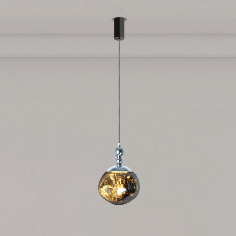 Modern Eclectic Lava Spherical Iron Acrylic 1-Light Pendant Light For Bedroom