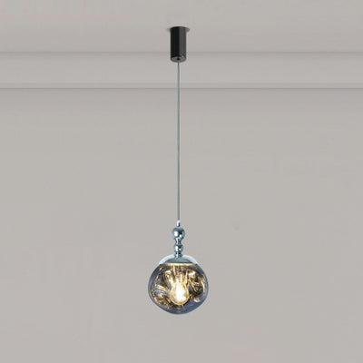 Modern Eclectic Lava Spherical Iron Acrylic 1-Light Pendant Light For Bedroom