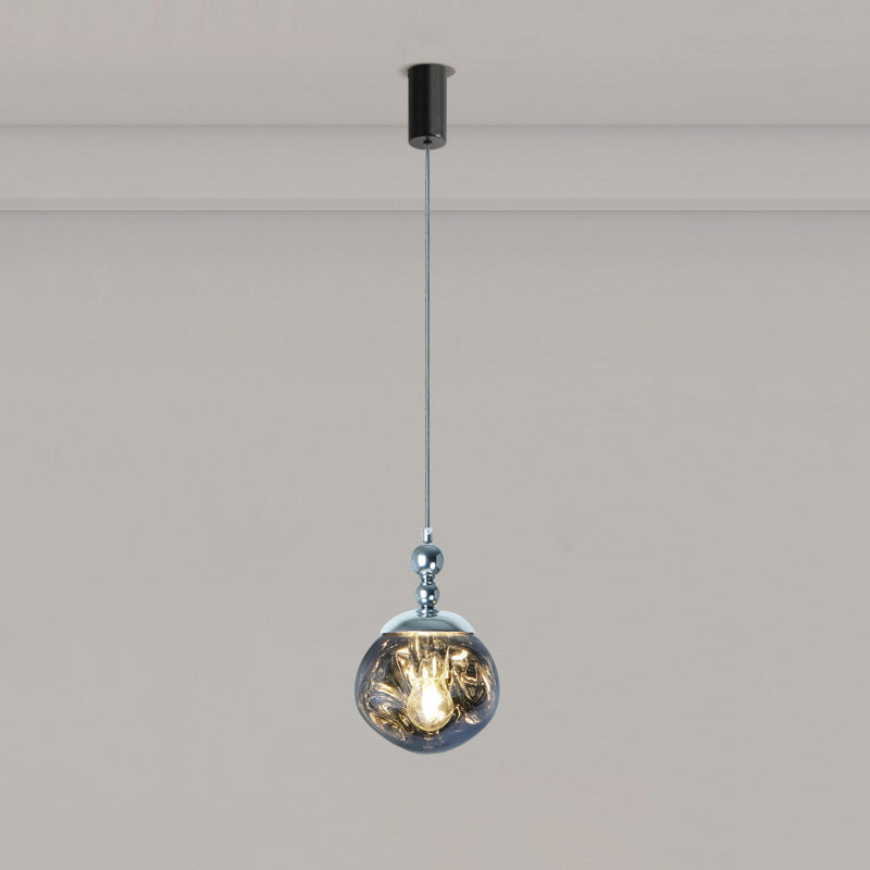 Modern Eclectic Lava Spherical Iron Acrylic 1-Light Pendant Light For Bedroom