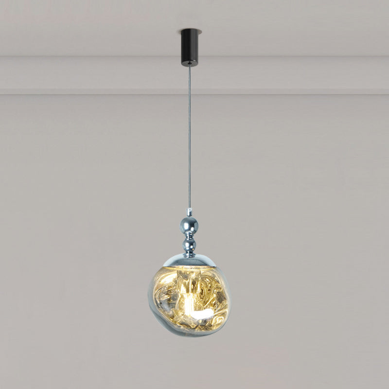 Modern Eclectic Lava Spherical Iron Acrylic 1-Light Pendant Light For Bedroom