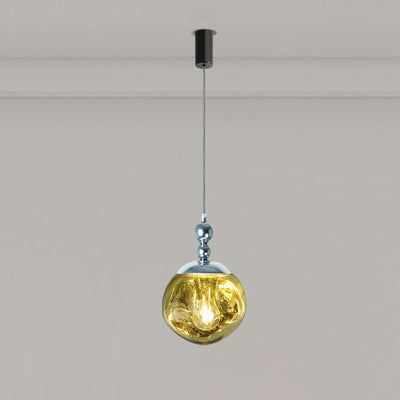 Modern Eclectic Lava Spherical Iron Acrylic 1-Light Pendant Light For Bedroom