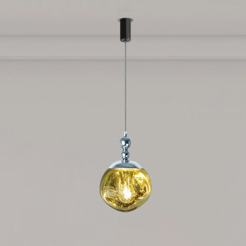 Modern Eclectic Lava Spherical Iron Acrylic 1-Light Pendant Light For Bedroom